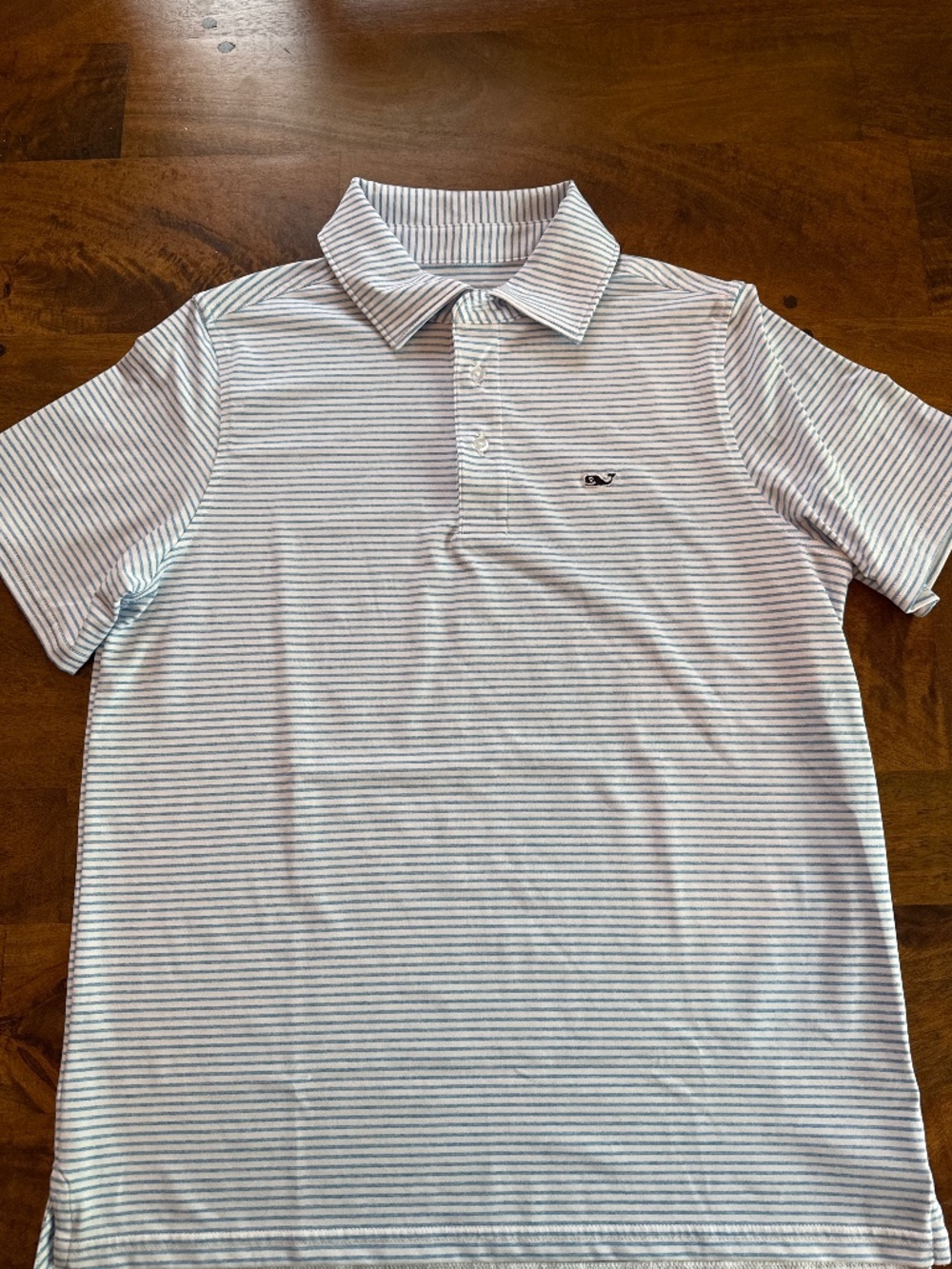 Boys light blue stripe Vineyard Bines on the go Sankaty Polo size Large